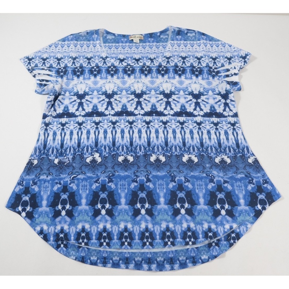 World Unity Women's Blue Geometric Top Size XL